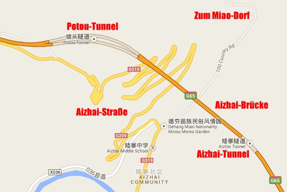 Aizhai-Strasse und Aizhai-Brücke in Dehang