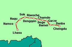 Nördliche Sichuan-Tibet-Route entlang der Nationalstraße G317
