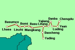 Südliche Sichuan-Tibet-Route entlang der Nationalstraße G318