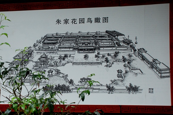 Vogelperspektive des Gartens der Familie Zhu