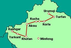 Durchquerung der Taklamakan Wüste von Aksu nach Khotan (Westroute)