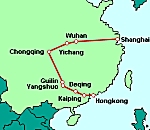 Reiseroute Sdchina mit Yangtse-Kreuzfahrt