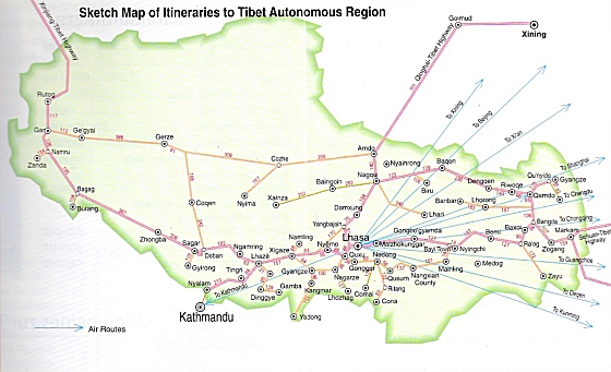 Verkehrsverbindungen in Tibet